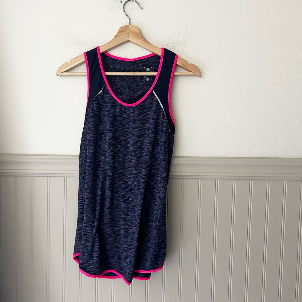 Tangerine Small Dark Blue and Bright Pink Active Workout Running Tank Top